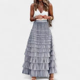 Valerie - Jupe Boho avec Bord en Satin de Maille