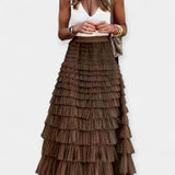 Valerie - Jupe Boho avec Bord en Satin de Maille