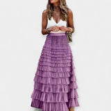 Valerie - Jupe Boho avec Bord en Satin de Maille