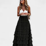 Valerie - Jupe Boho avec Bord en Satin de Maille