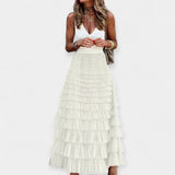 Valerie - Jupe Boho avec Bord en Satin de Maille