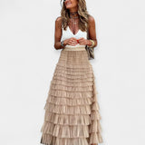 Valerie - Jupe Boho avec Bord en Satin de Maille