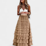 Valerie - Jupe Boho avec Bord en Satin de Maille