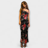 Robe courte ajustée avec imprimé floral et bretelles