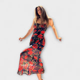 Robe courte ajustée avec imprimé floral et bretelles