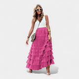 Valerie - Jupe Boho avec Bord en Satin de Maille