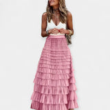 Valerie - Jupe Boho avec Bord en Satin de Maille